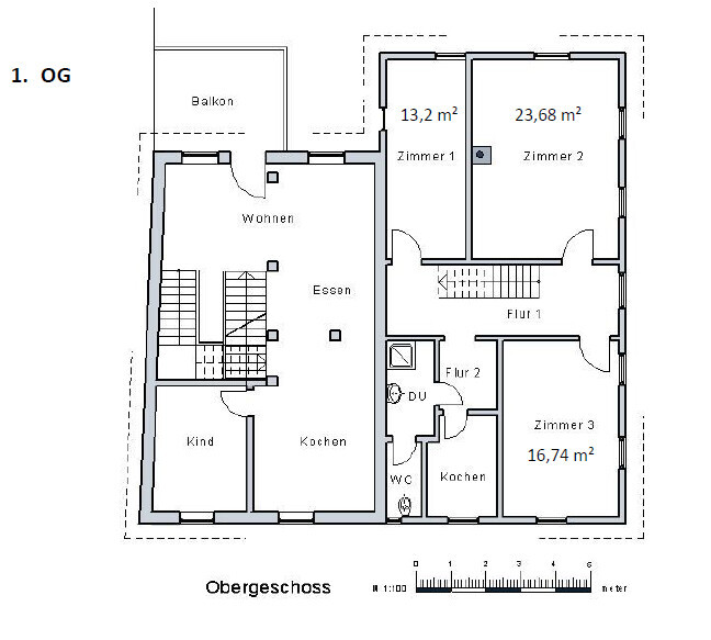 Grundriss Zwei Häuser auf einem Grundstück – ca. 15 Zimmer mit Garten und Stellplätzen