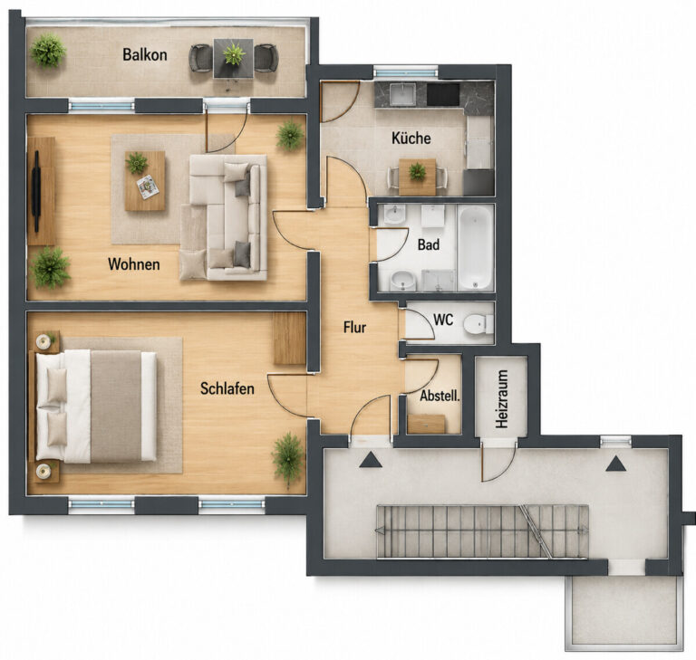 Grundriss Gepflegte 2-Zimmer-Wohnung mit Balkon & Stellplatz – ideal als Kapitalanlage